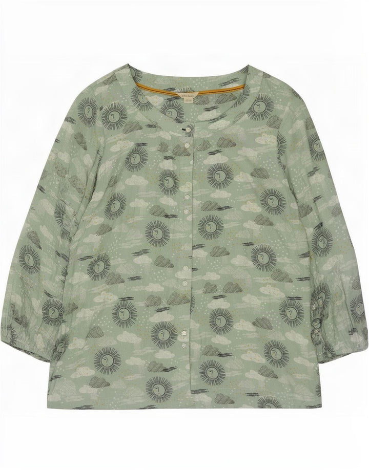 White Stuff Womens Abstract Pattern Shirt Blouse UK 16 Large Green
