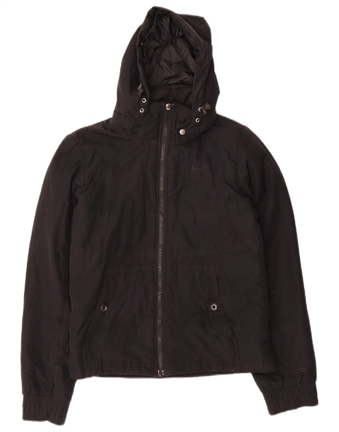Nike Womens Hooded Windbreaker Jacket UK 10 Small Black Polyester