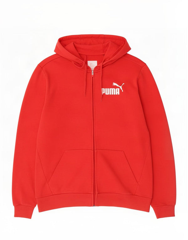 Puma Mens Graphic Zip Hoodie Sweater XL Red Cotton