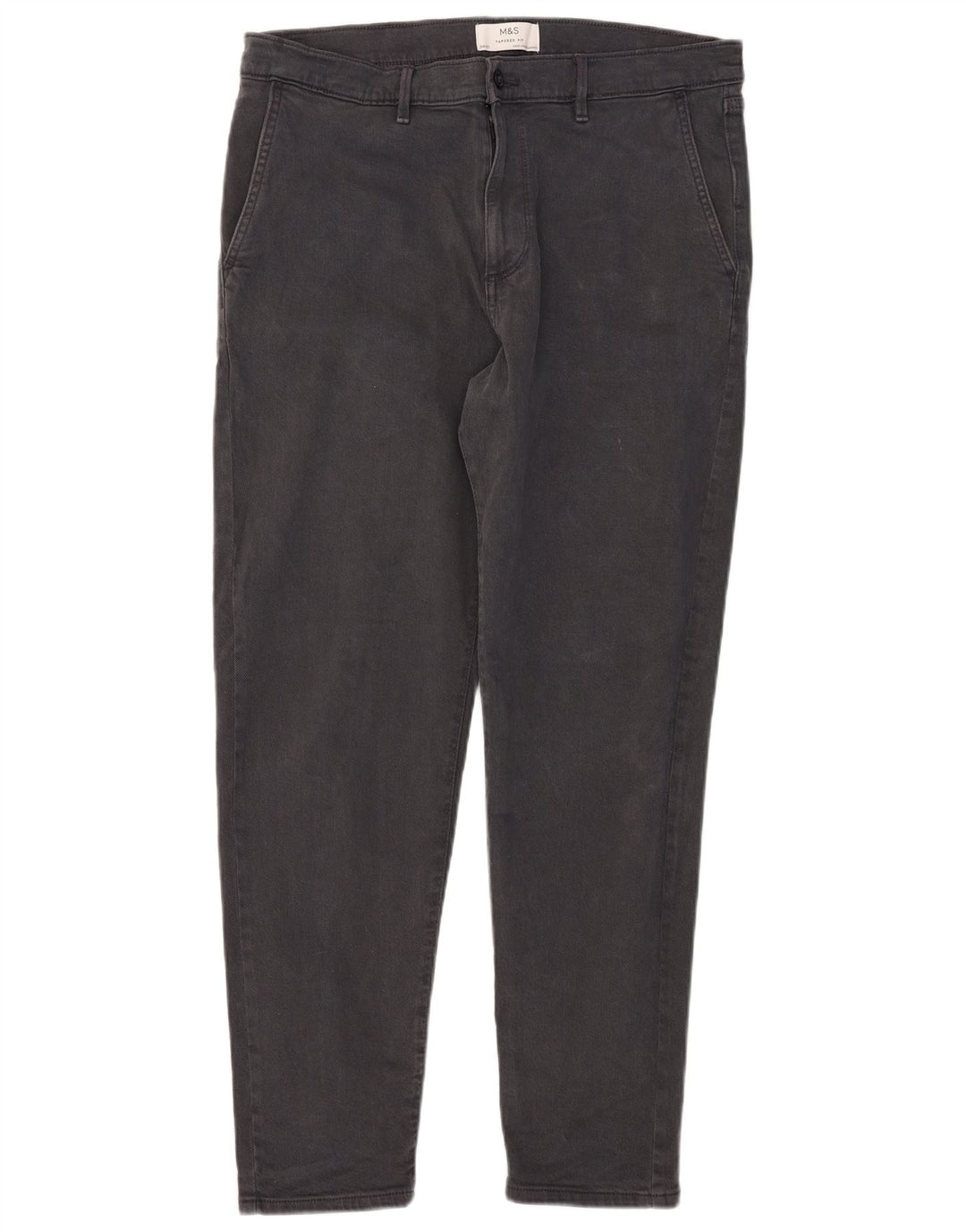 Marks & Spencer Mens Slim Chino Trousers W34 L28 Grey Cotton