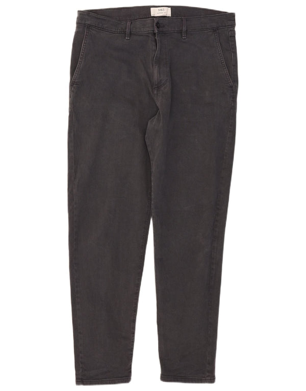 Marks & Spencer Mens Slim Chino Trousers W34 L28 Grey Cotton
