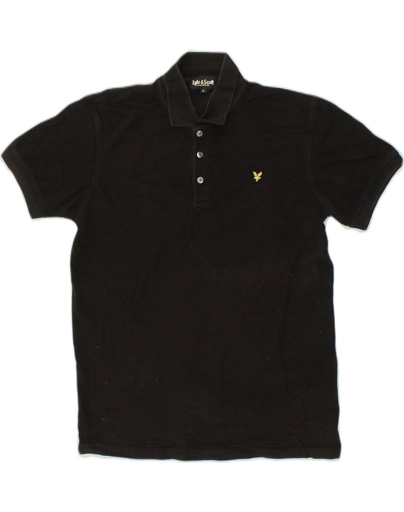 LYLE & SCOTT Mens Polo Shirt Medium Black Cotton | Vintage Lyle & Scott | Thrift | Second-Hand Lyle & Scott | Used Clothing | Messina Hembry 