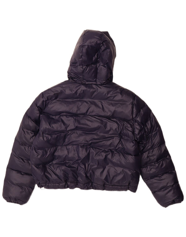 REPLAY Womens Oversized Hooded Padded Jacket UK 10 Small Navy Blue