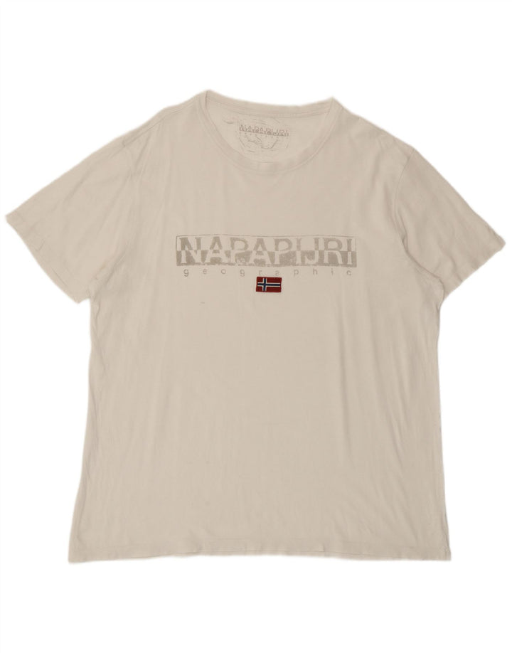 Napapijri Mens Graphic T-Shirt Top XL White