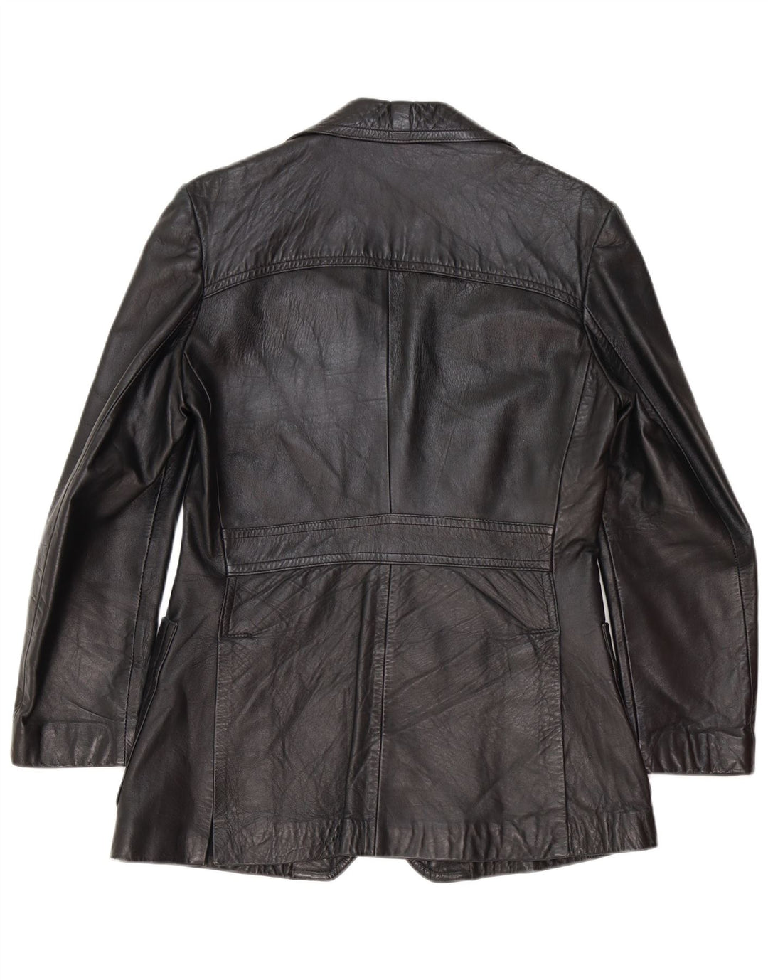 Vintage Mens 2 Button Leather Blazer Jacket UK 40 Large Black