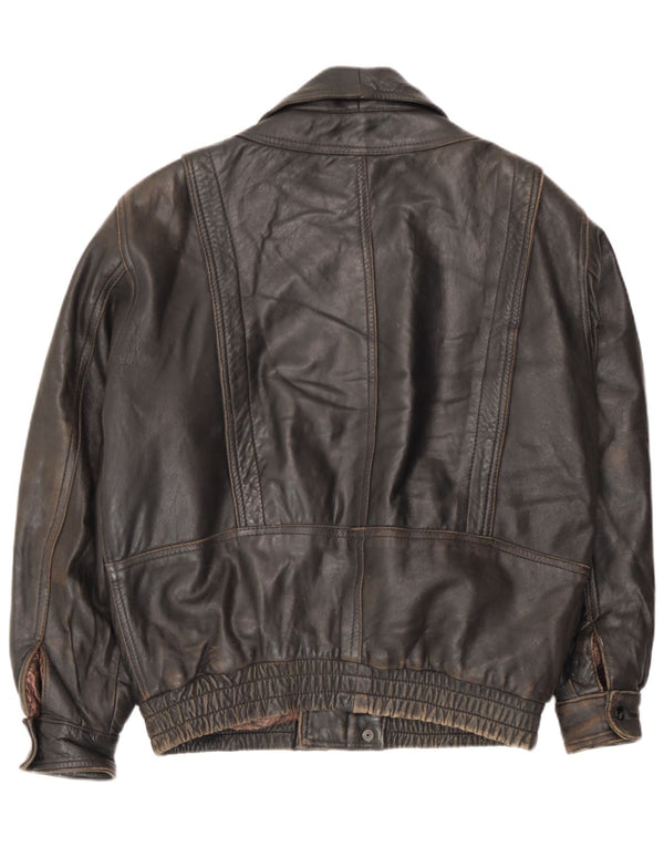 Vintage Mens Leather Jacket UK 36 Small Brown Leather