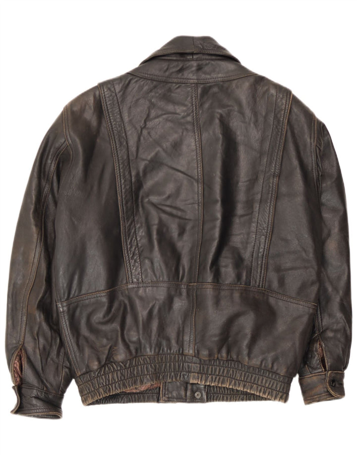 Vintage Mens Leather Jacket UK 36 Small Brown Leather