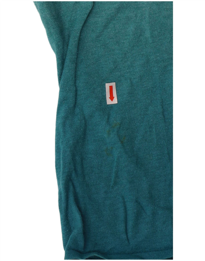 Fat Face Womens Top Long Sleeve UK 14 Large Turquoise Colourblock Cotton