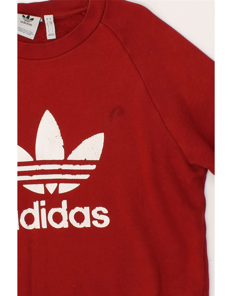ADIDAS Mens Graphic Sweatshirt Jumper Small Maroon Cotton | Vintage Adidas | Thrift | Second-Hand Adidas | Used Clothing | Messina Hembry 