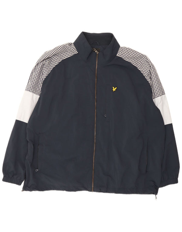 Lyle & Scott Mens Rain Jacket UK 46 3XL Navy Blue Colourblock Nylon
