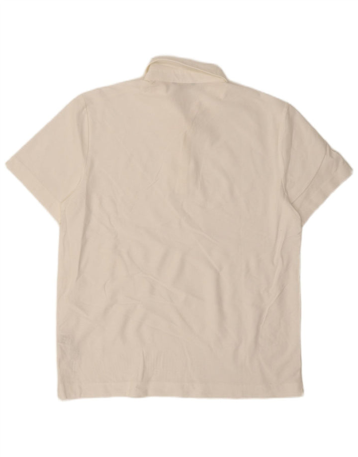 Massimo Dutti Mens Polo Shirt Large White Cotton