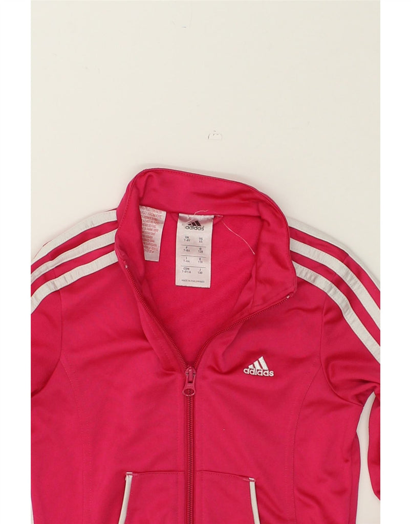 ADIDAS Girls Tracksuit Top Jacket 7-8 Years Pink Polyester | Vintage Adidas | Thrift | Second-Hand Adidas | Used Clothing | Messina Hembry 