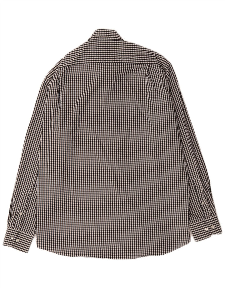 Hugo Boss Mens Shirt Size 43 17 XL Black Gingham Cotton