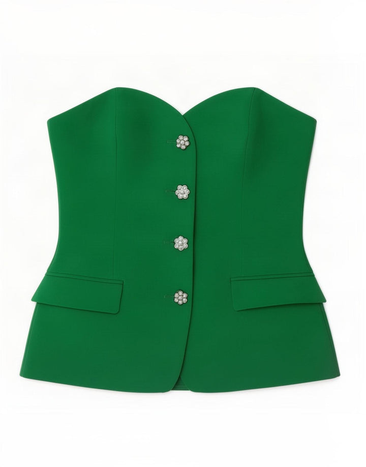 Zara Womens Crop Strapless Top UK 10 Small Green