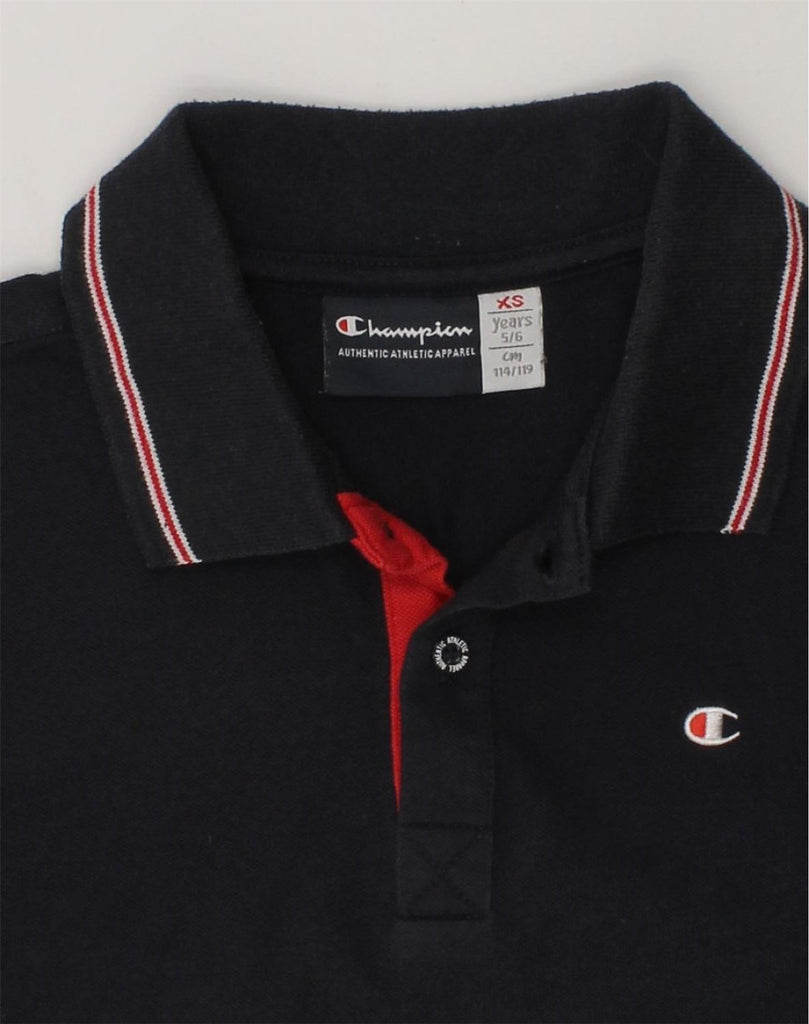 CHAMPION Boys Polo Shirt 5-6 Years XS Navy Blue | Vintage Champion | Thrift | Second-Hand Champion | Used Clothing | Messina Hembry 