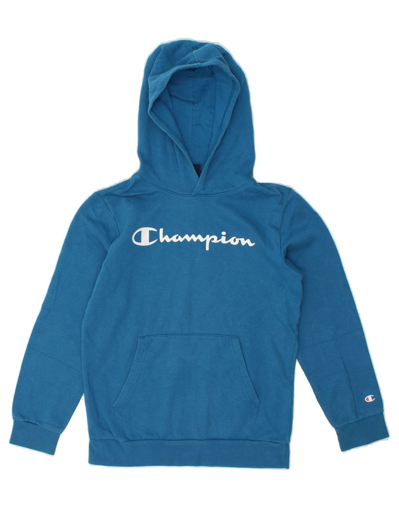CHAMPION Boys Graphic Hoodie Jumper 11-12 Years Large  Blue Cotton Vintage Champion and Second-Hand Champion from Messina Hembry 