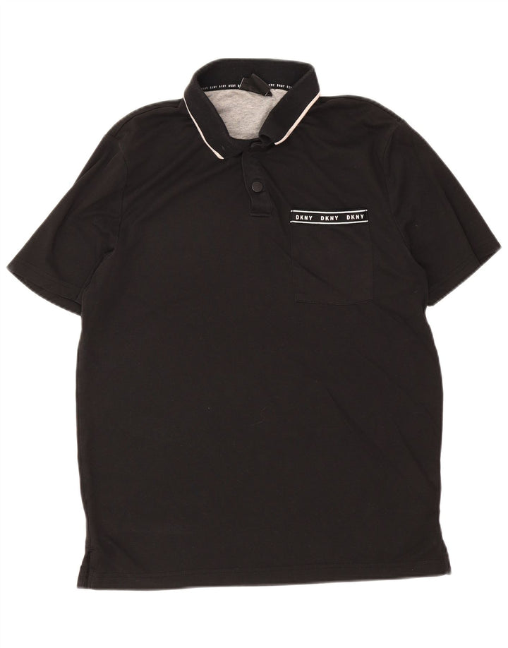 Dkny Mens Polo Shirt Medium Black Cotton