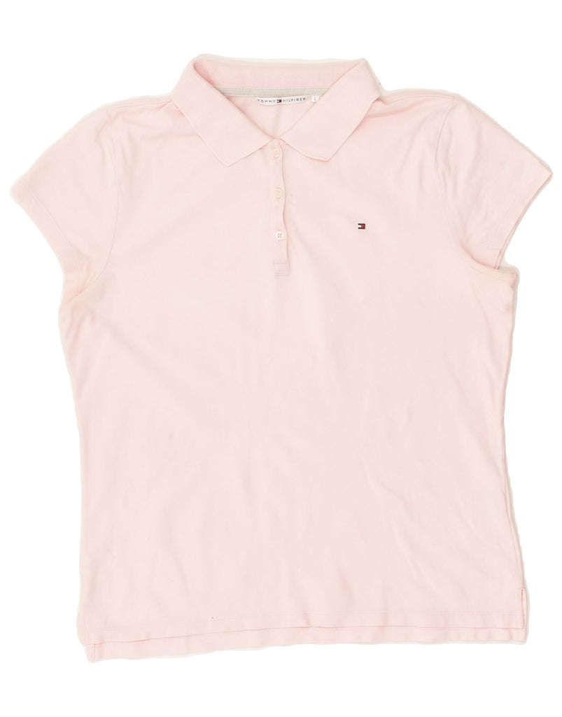 TOMMY HILFIGER Womens Polo Shirt UK 16 Large Pink Cotton | Vintage Tommy Hilfiger | Thrift | Second-Hand Tommy Hilfiger | Used Clothing | Messina Hembry 