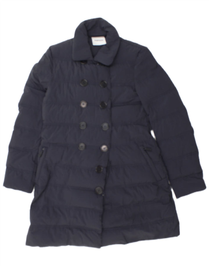 Aspesi Womens Double Breasted Padded Coat UK 10 Small Navy Blue Polyamide
