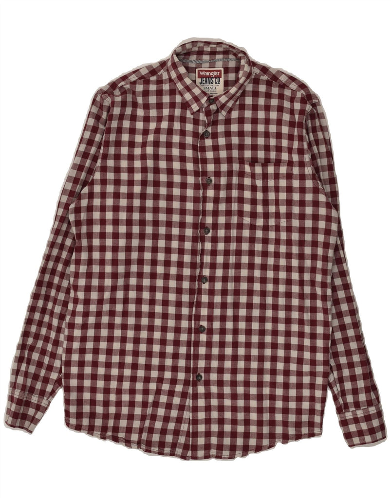 WRANGLER Mens Shirt Small Burgundy Gingham Cotton | Vintage Wrangler | Thrift | Second-Hand Wrangler | Used Clothing | Messina Hembry 