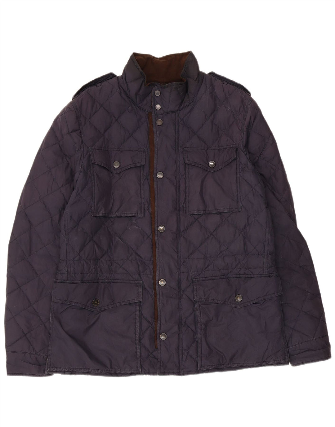 Henry Cottons Mens Military Quilted Padded Jacket IT 50 Large Navy Blue