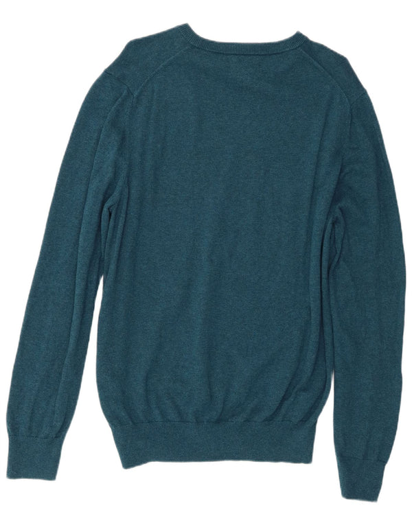 Marks & Spencer Mens Crew Neck Jumper Sweater Large Turquoise Cotton