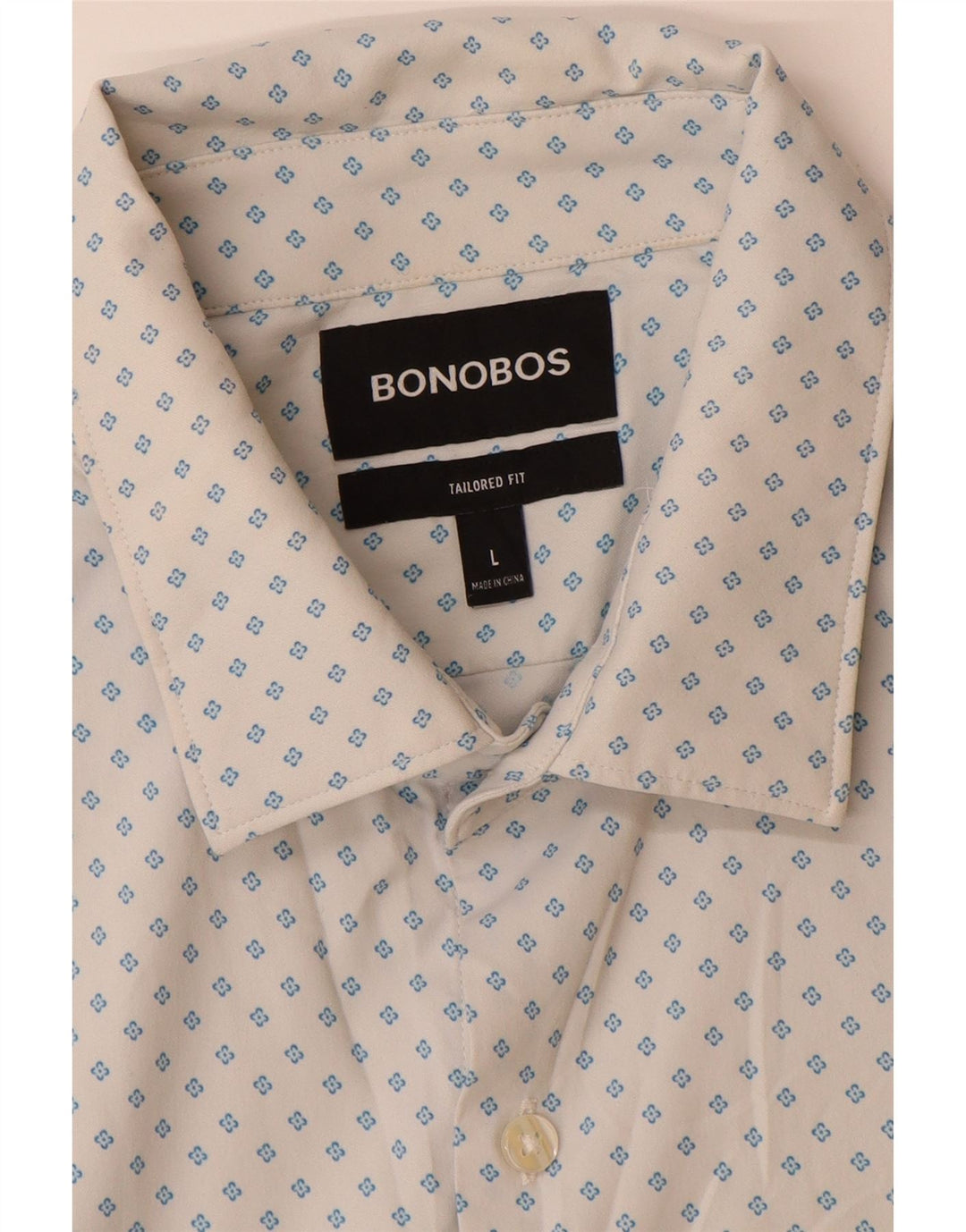 BONOBOS Mens Tailored Short Sleeve Shirt Large White Floral Nylon