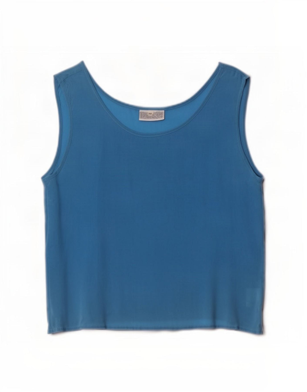 Vintage Womens Sleeveless Blouse Top IT 44 Medium Blue Silk