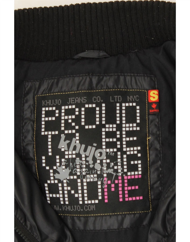 KHUJO Womens Hooded Padded Jacket UK 10 Small Black Vintage KHUJO and Second-Hand KHUJO from Messina Hembry 