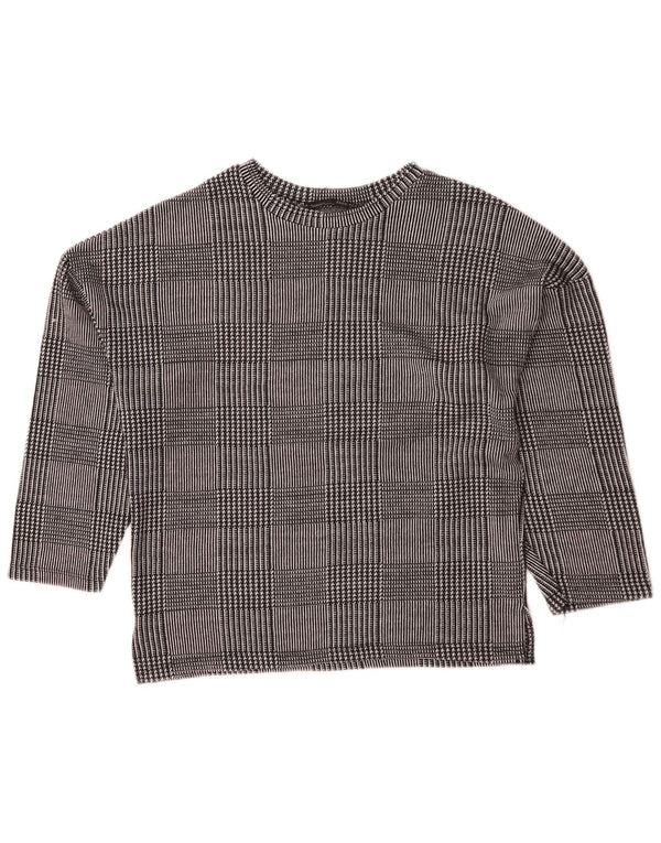 Zara Womens Oversized Crew Neck Jumper Sweater UK 10 Small Grey Check