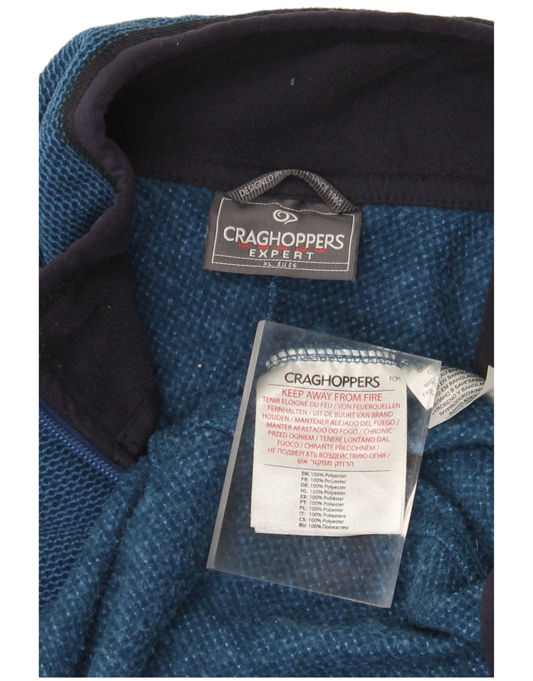 CRAGHOPPERS Mens Zip Neck Fleece Jumper XL Blue Polyester