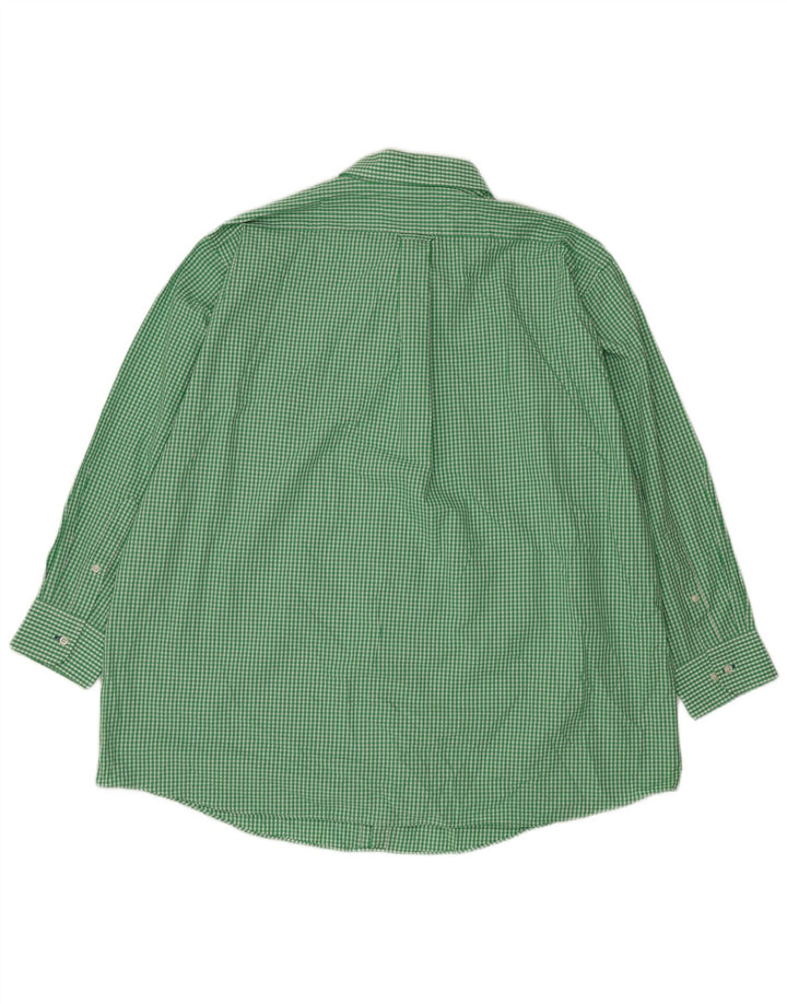 IZOD Mens Big Regular Fit Shirt Size 18 1/2 2XL Green Gingham Cotton