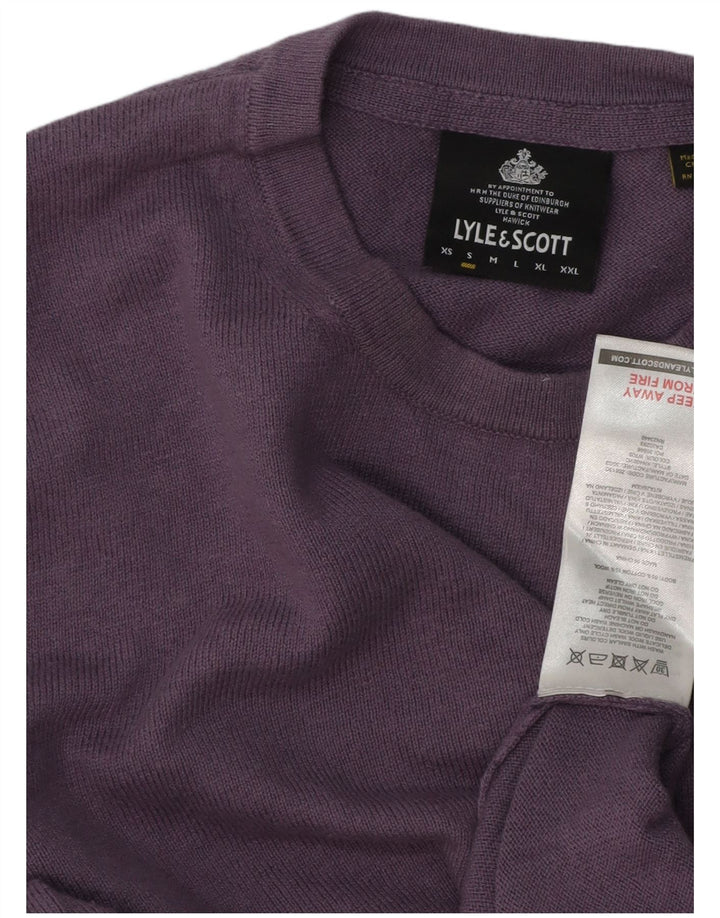 LYLE & SCOTT Mens Crew Neck Jumper Sweater Small Purple Cotton