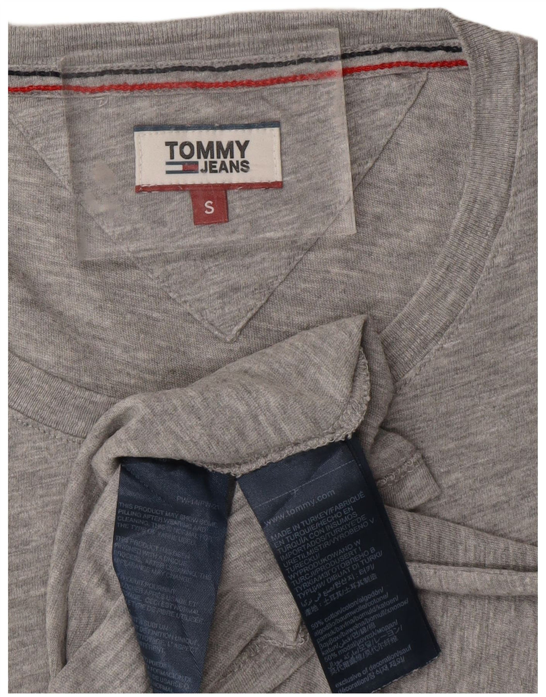 TOMMY HILFIGER Womens Oversized Graphic T-Shirt Top UK 10 Small Grey