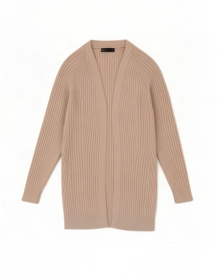 Marks & Spencer Womens Open Cardigan Sweater UK 10 Small Beige Polyester