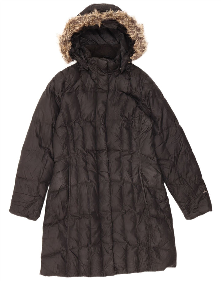 Eddie Bauer Womens Hooded Padded Coat UK 14 Medium Black Polyester