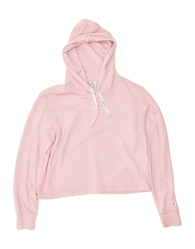 CHAMPION Womens Crop Hoodie Jumper UK 20 2XL Pink Cotton | Vintage Champion | Thrift | Second-Hand Champion | Used Clothing | Messina Hembry 