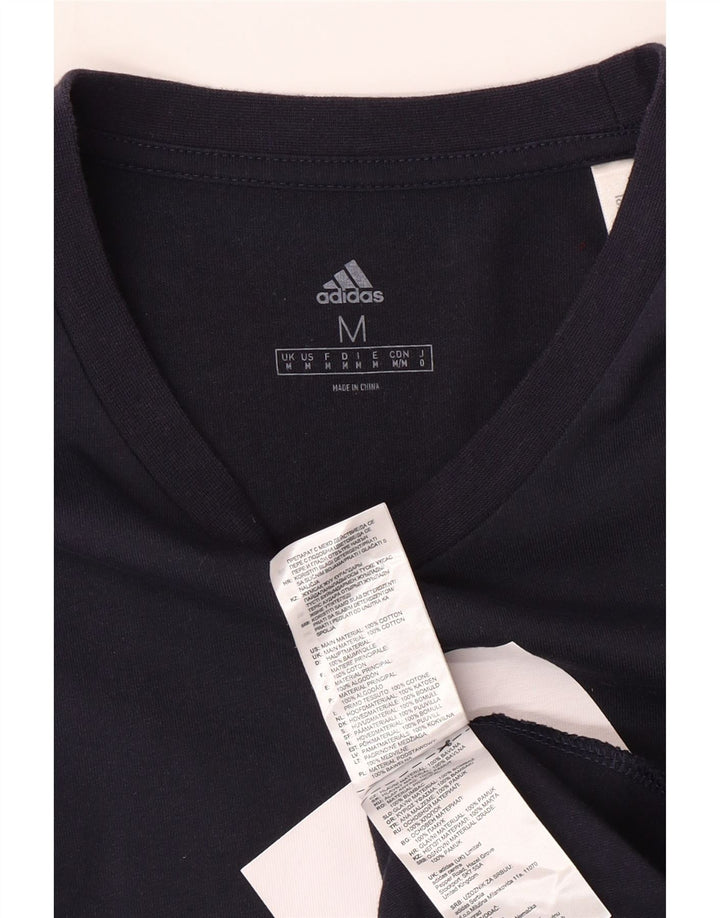 ADIDAS Mens Graphic T-Shirt Top Medium Navy Blue Cotton Vintage Adidas and Second-Hand Adidas from Messina Hembry 