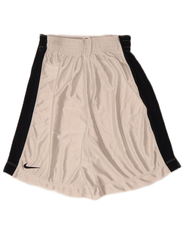 NIKE Boys High Waist Sport Shorts 7-8 Years XS White Colourblock Polyester