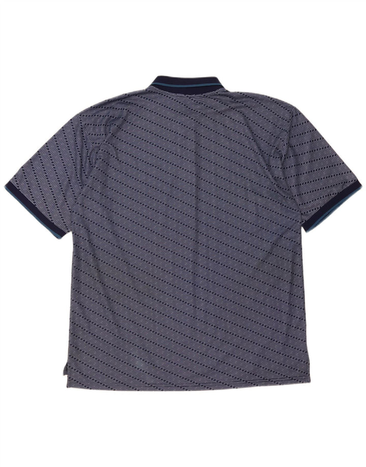 Fila Mens Polo Shirt XL Navy Blue Striped Polyester