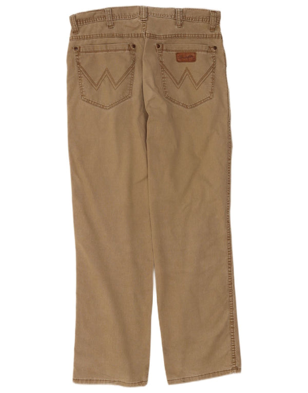 Wrangler Mens Texas Stretch Straight Casual Trousers W33 L30 Beige Cotton