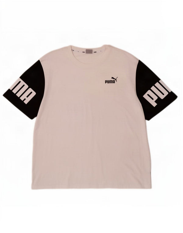 Puma Mens Graphic T-Shirt Top 2XL White Colourblock