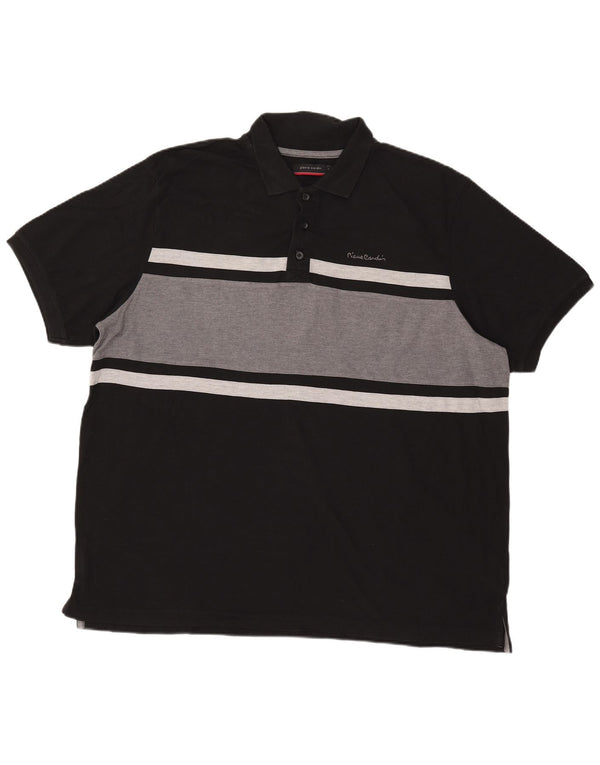 Pierre Cardin Mens Polo Shirt 4XL Black Colourblock Cotton