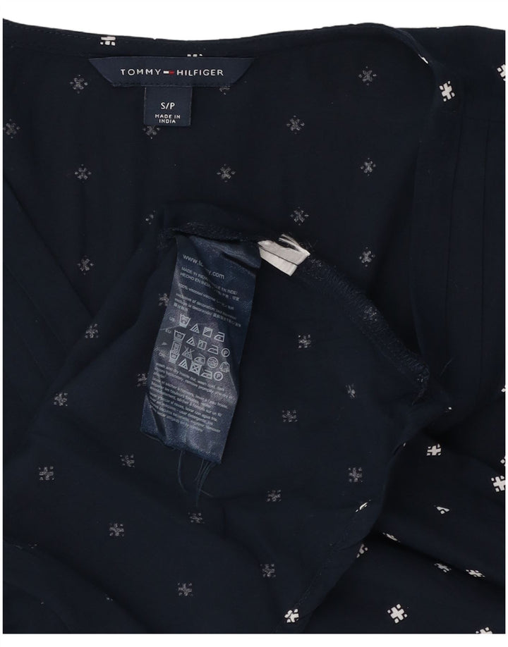 Tommy Hilfiger Womens Abstract Pattern Blouse Top UK 10 Small Navy Blue