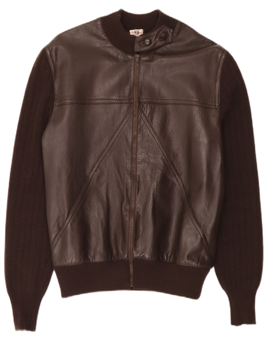 Vintage Womens Knit Leather Jacket IT 44 Medium Brown