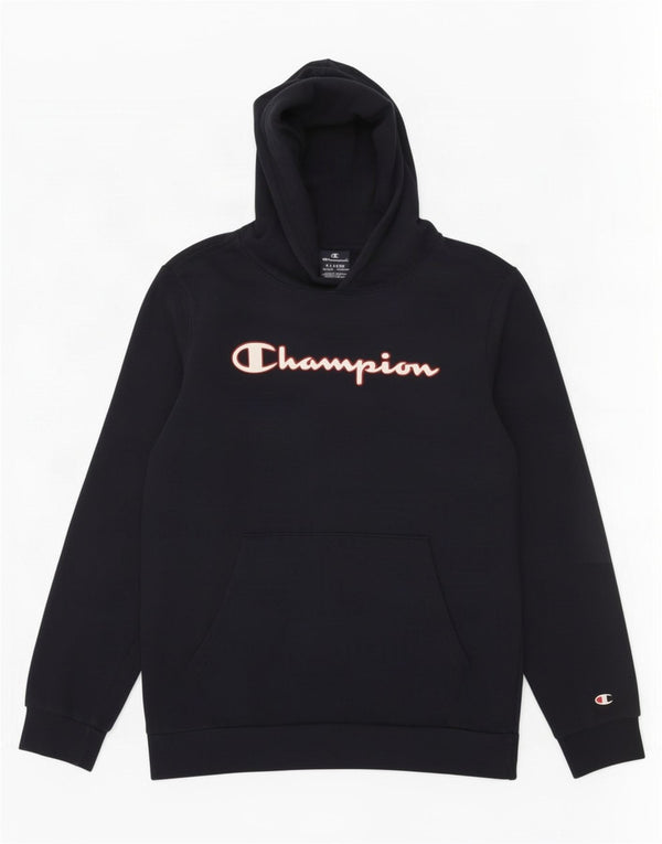 Champion Boys Graphic Hoodie Jumper 13-14 Years XL Navy Blue Cotton