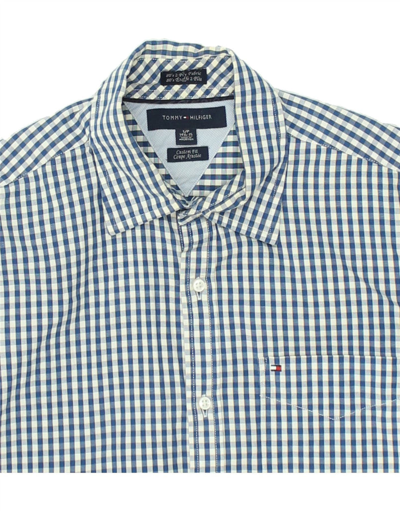 TOMMY HILFIGER Mens Custom Fit Shirt Size 14 1/2-15 Small Blue Gingham | Vintage Tommy Hilfiger | Thrift | Second-Hand Tommy Hilfiger | Used Clothing | Messina Hembry 