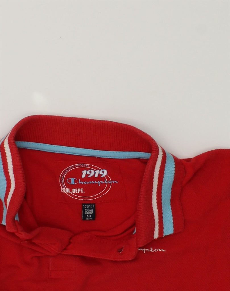 CHAMPION Boys Polo Shirt 3-4 Years 2XS Red Cotton | Vintage Champion | Thrift | Second-Hand Champion | Used Clothing | Messina Hembry 