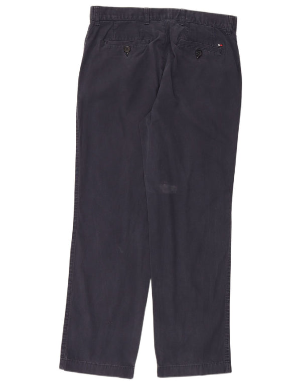 Tommy Hilfiger Mens Straight Chino Trousers W32 L30 Navy Blue Cotton