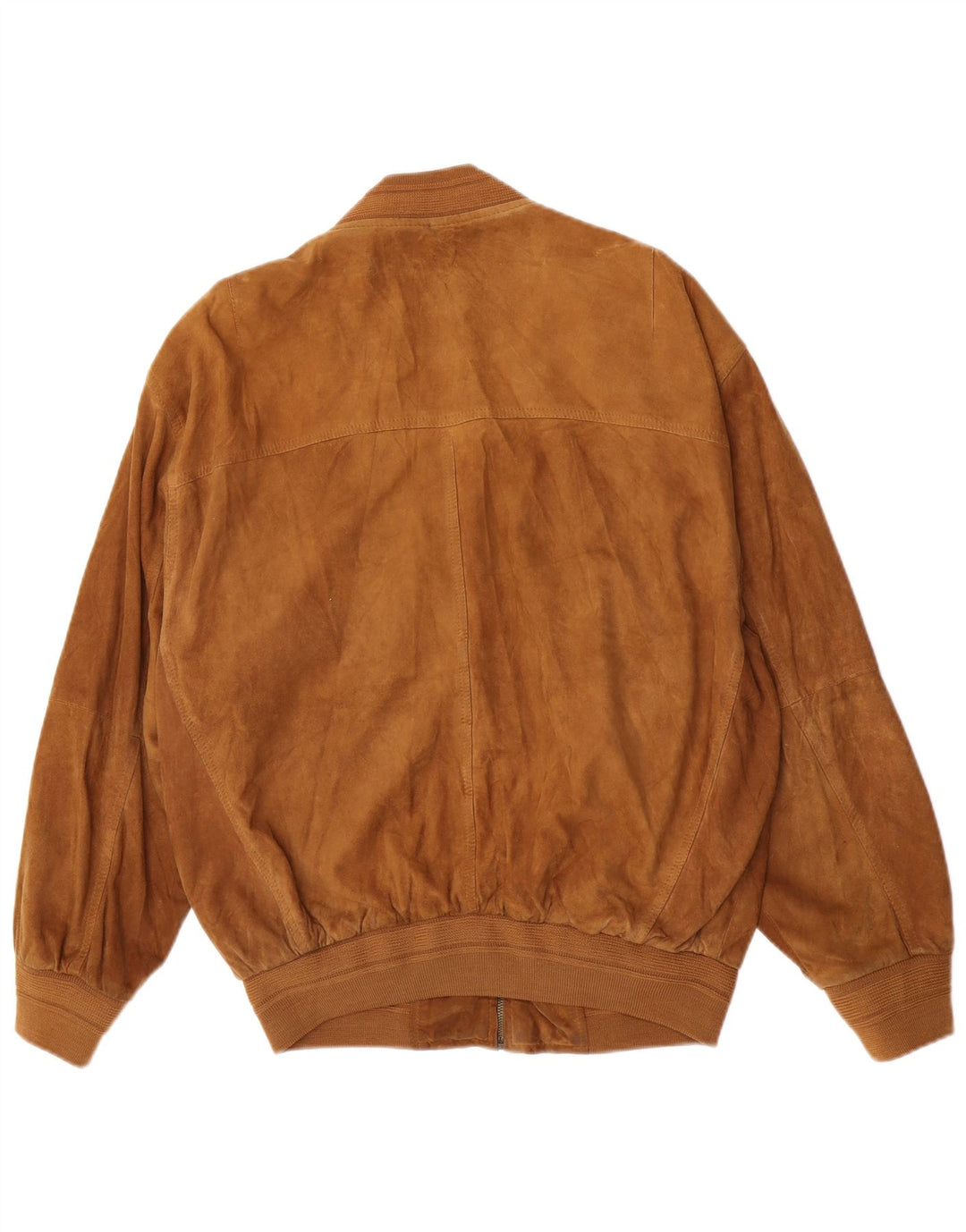 Vintage Mens Suede Bomber Jacket UK 38 Medium Brown Leather